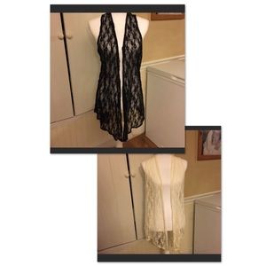 Women’s 1-Black 1-cream Lace Sleeveless Cardigan
